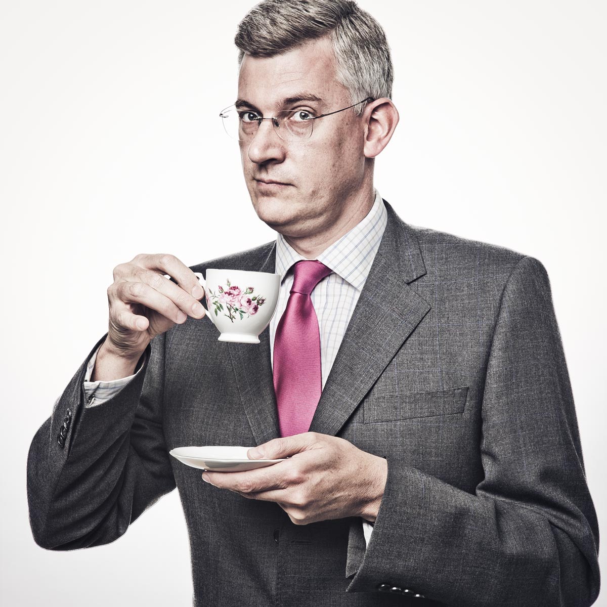 Businessman drinking tea
