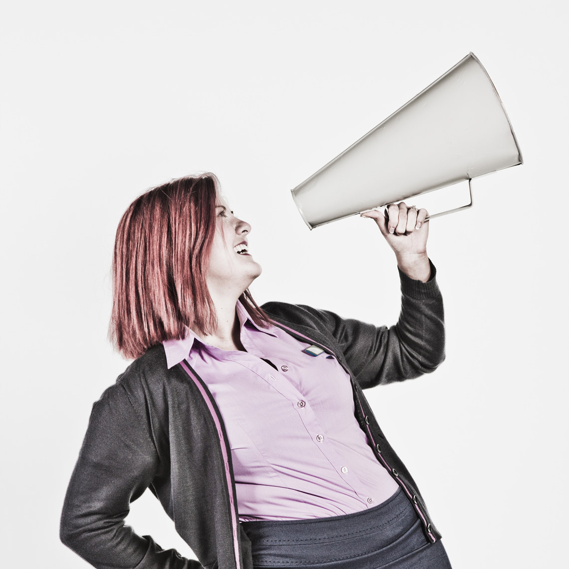 Office lady with megaphone