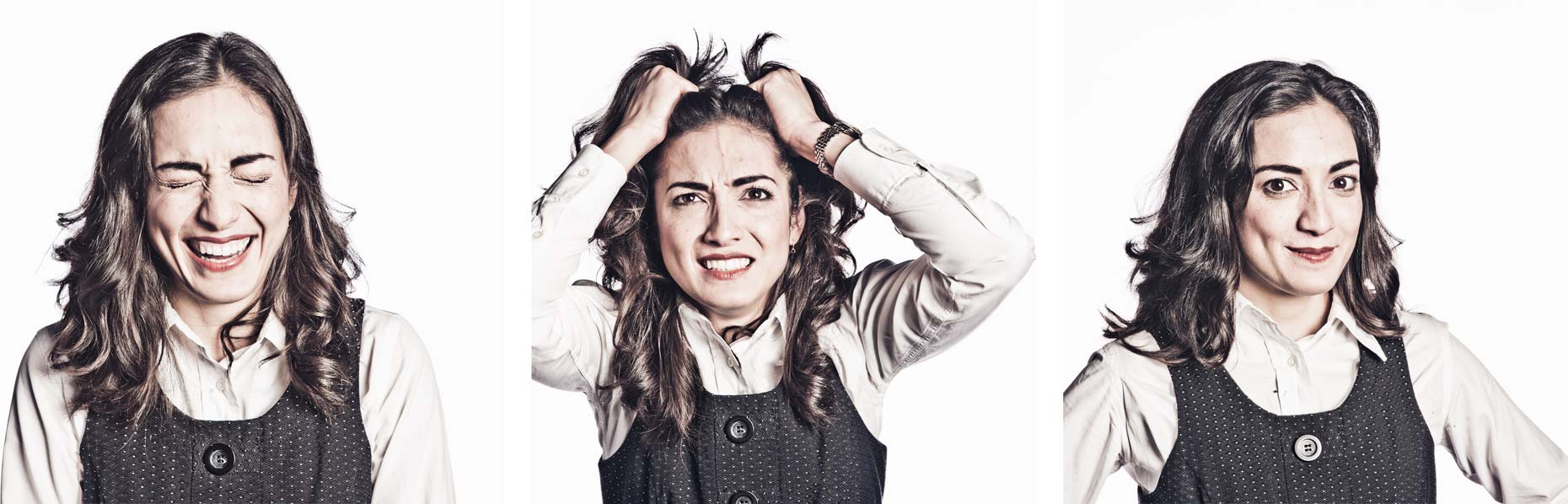 Expressive young woman tearing her hair
