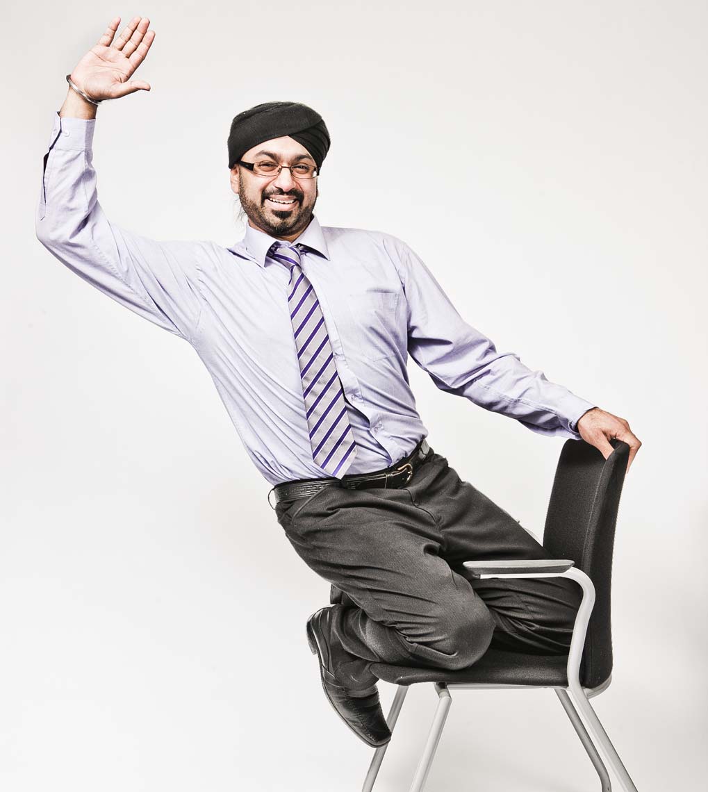 Sikh office worker on chair