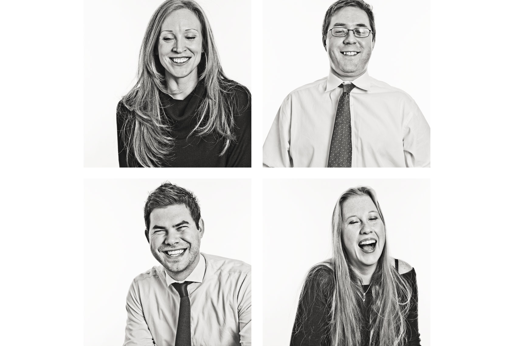 Four laughing people